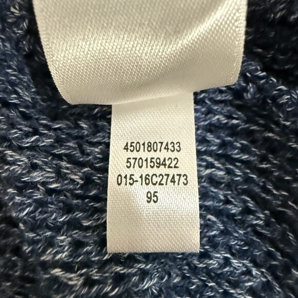 Chico’s Blocked Lace Denalia Cardigan Size 2/L Blue Patchwork Fringe Long Line - Picture 11 of 12